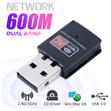 600mbps 2.4GHz+5GHz Dual Band USB Wifi Adapter Wireless Network Card